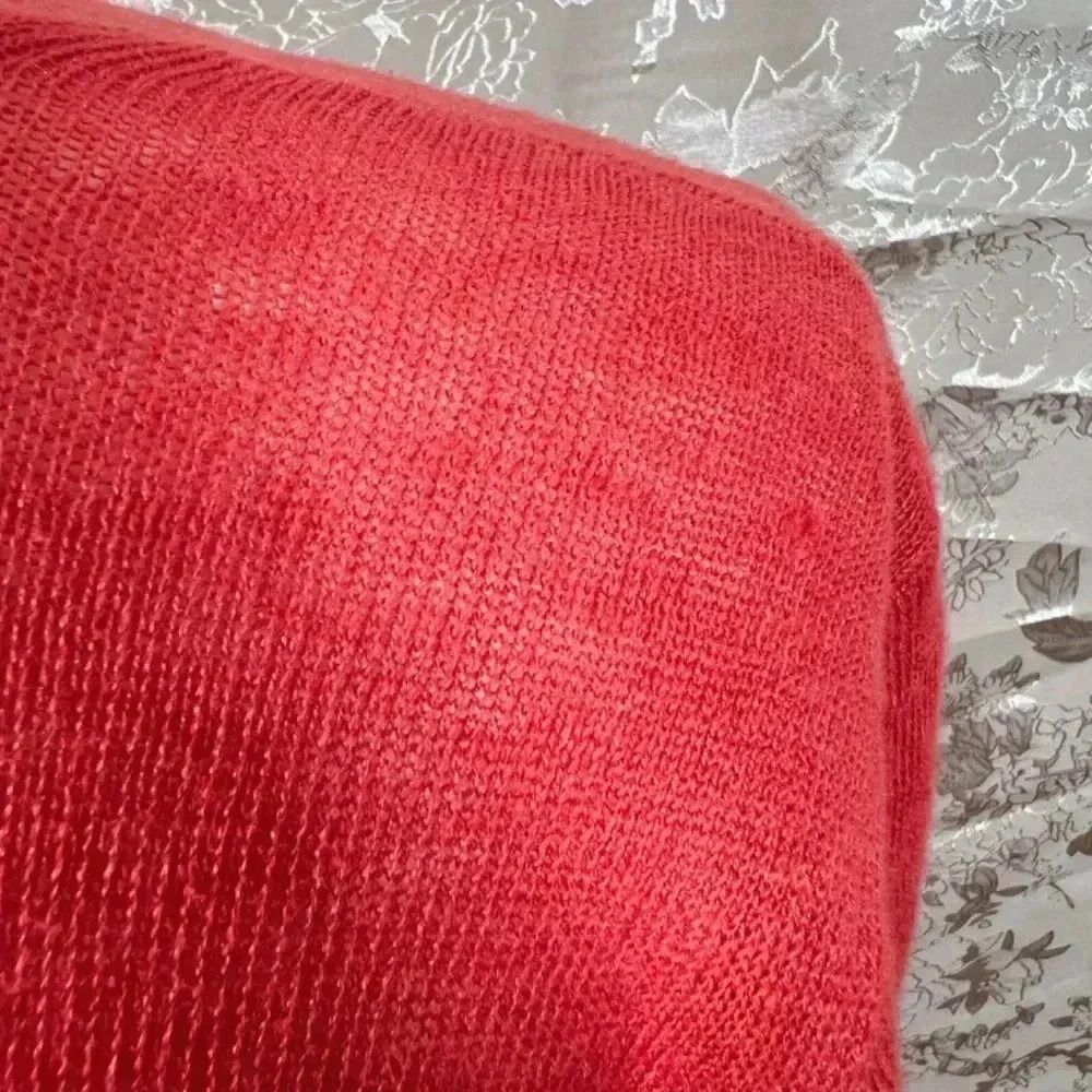 Eileen Fisher Coral Short Sleeve Linen Cardigan Open Front Size L - Picture 7 of 7